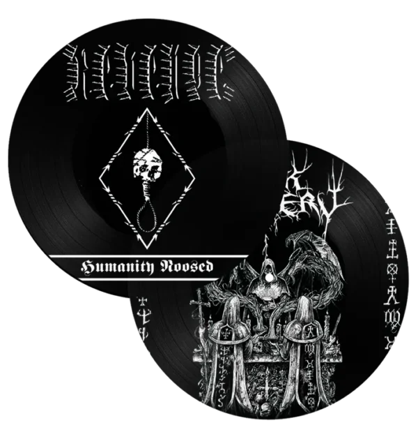BLACK-WITCHERY-CONQUEROR-SPLIT_LP-PICTURE-DISK Revenge / Black Witchery - "Holocaustic Death March To Humanity's Doom" Split LP (Picture disc)