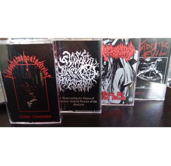 TapeBatchJune2026-2 June-2026 Cassette Tape Batch (Blasphamagoatachrist / Unholy Black Pentagram / Sadistic Evil / Necro Ritus)